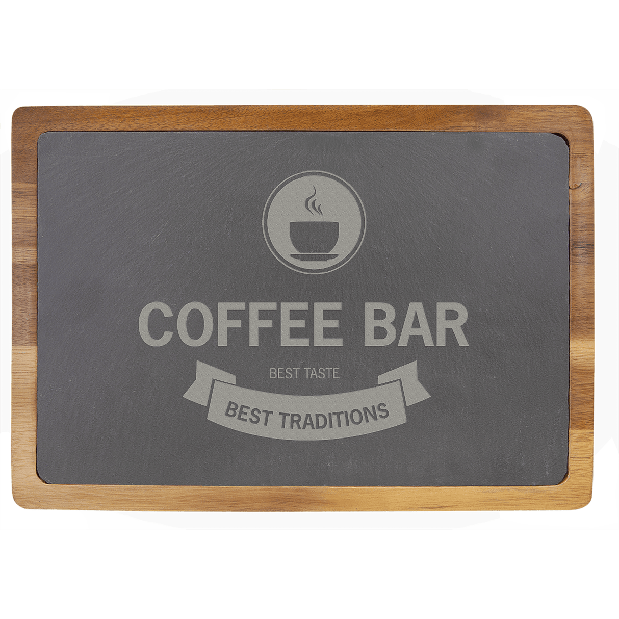 13 1/4" x 7" Acacia Wood/Slate Cutting Board-AKD Ink