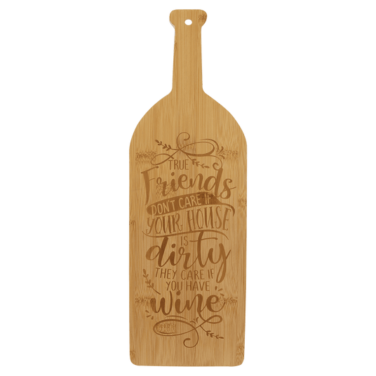 17" x 5 1/4" Bamboo Wine Bottle Cutting Board-AKD Ink