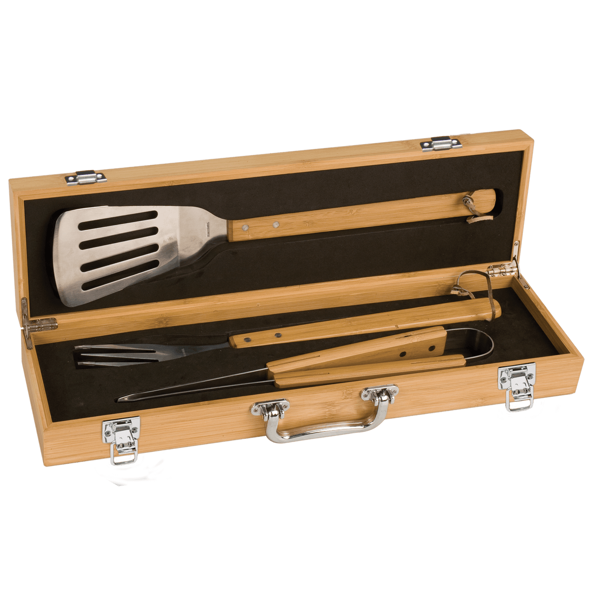 3-Piece Bamboo BBQ Set in Bamboo Case-AKD Ink