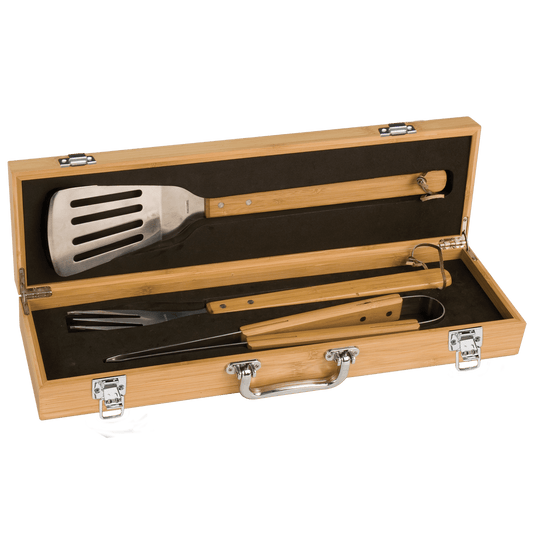 3-Piece Bamboo BBQ Set in Bamboo Case-AKD Ink