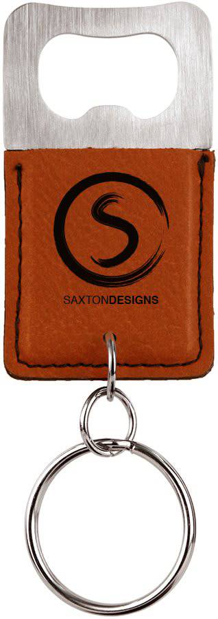Rectangle Rawhide Bottle Opener Keychain-AKD Ink