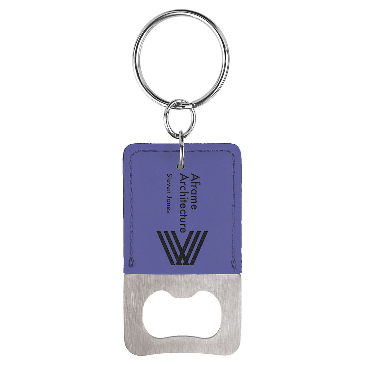 Rectangle Rawhide Bottle Opener Keychain-AKD Ink