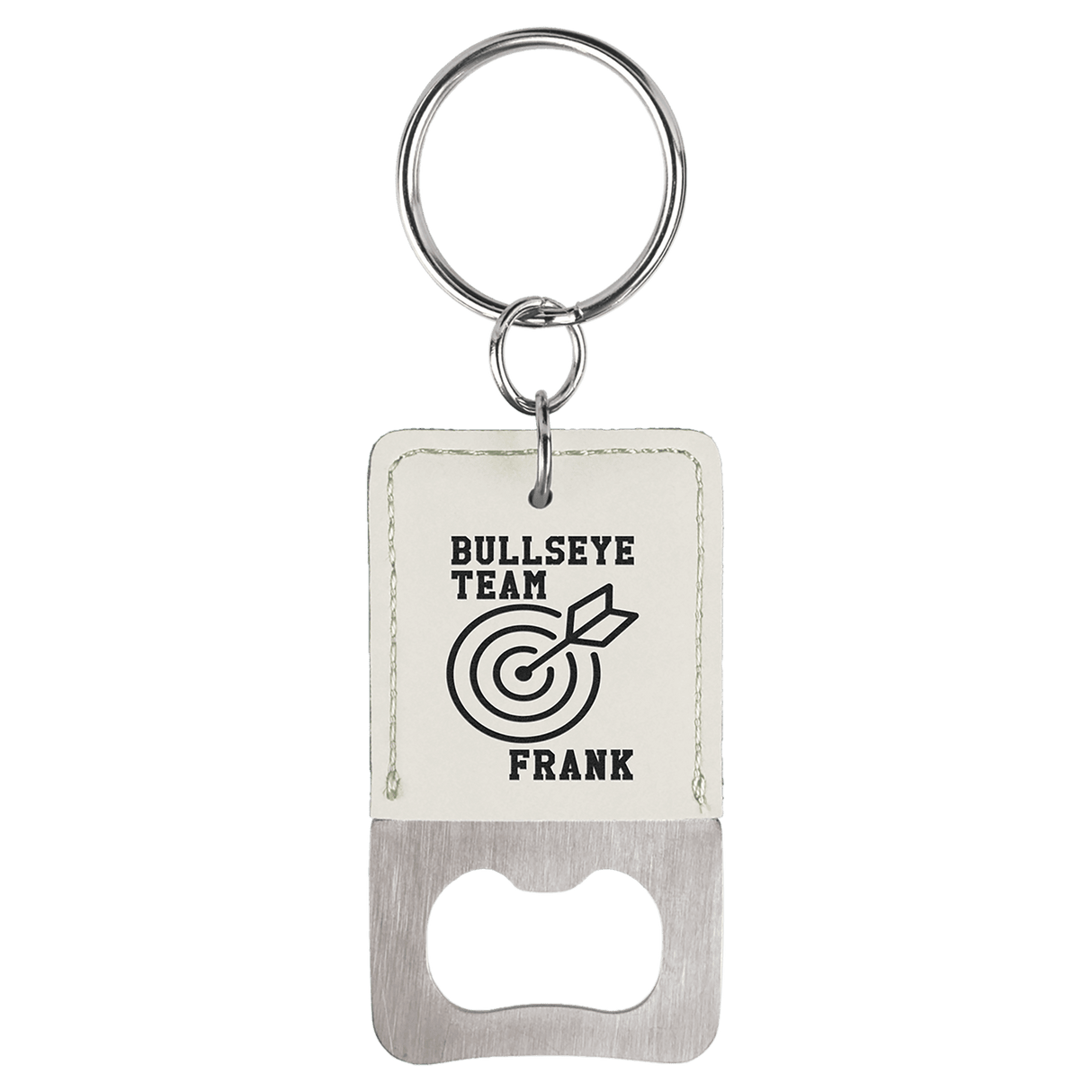 Rectangle Rawhide Bottle Opener Keychain-AKD Ink