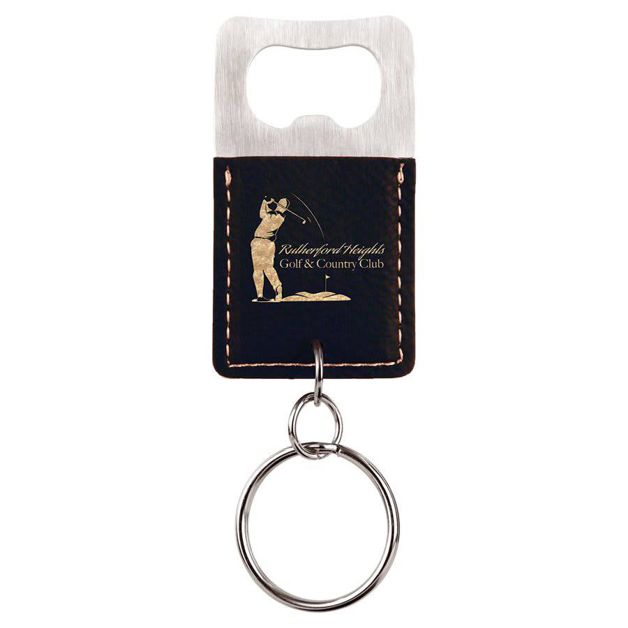 Rectangle Rawhide Bottle Opener Keychain-AKD Ink