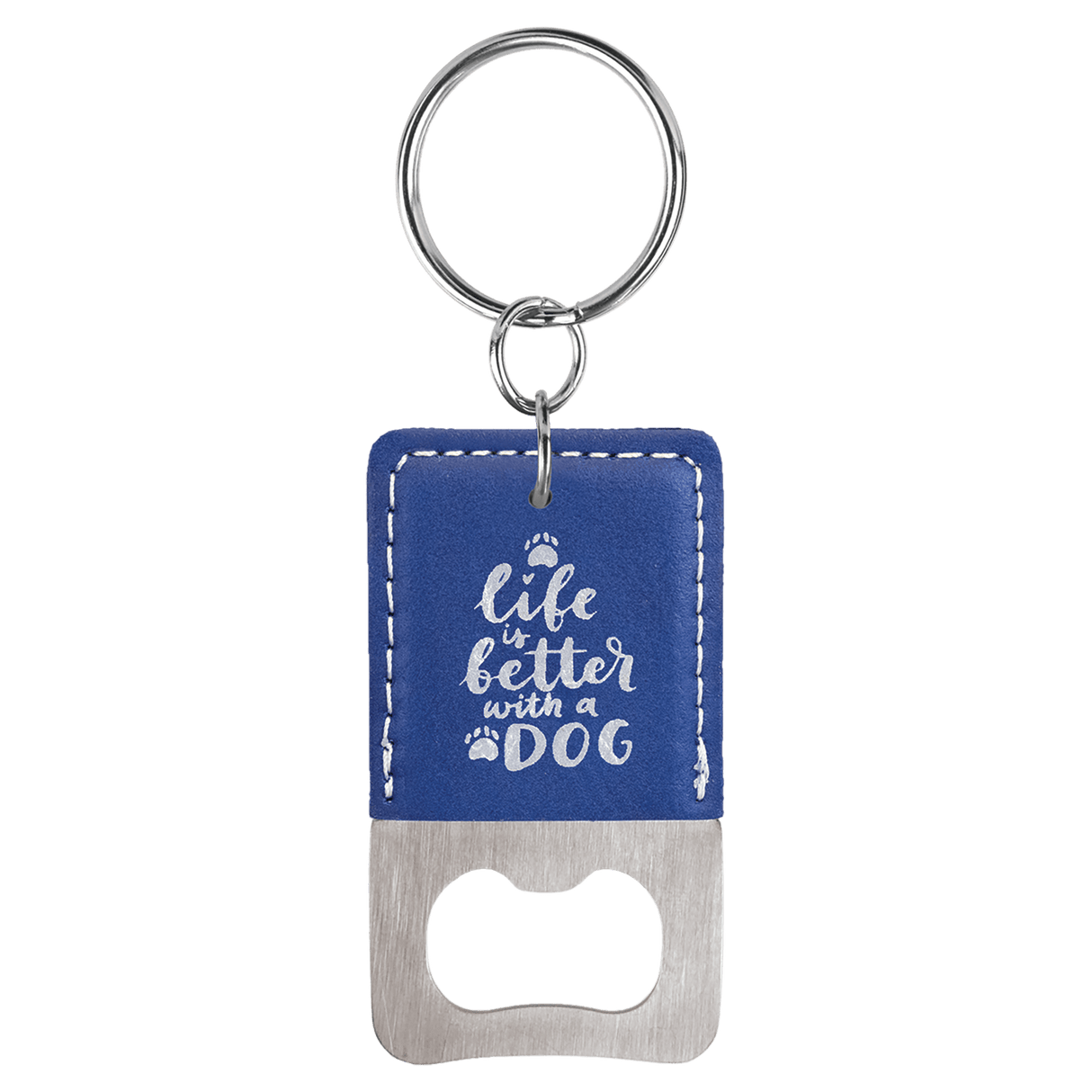 Rectangle Rawhide Bottle Opener Keychain-AKD Ink
