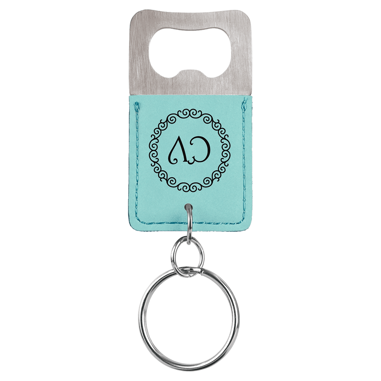 Rectangle Rawhide Bottle Opener Keychain-AKD Ink