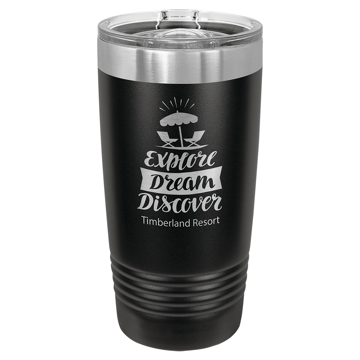 20 oz. Polar Camel Black Ringneck Insulated Tumbler with Slider Lid and Silver Ring-AKD Ink