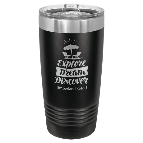 20 oz. Polar Camel Black Ringneck Insulated Tumbler with Slider Lid and Silver Ring-AKD Ink
