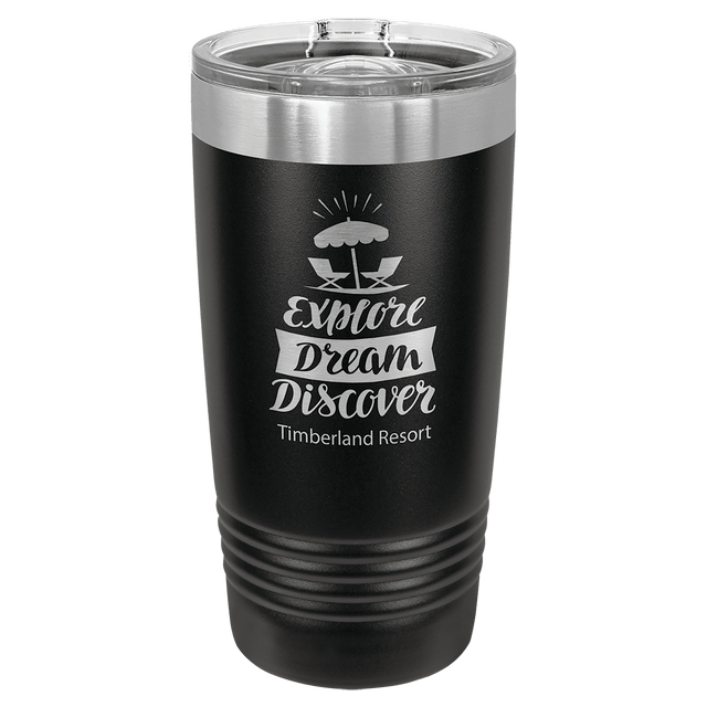 20 oz. Polar Camel Black Ringneck Insulated Tumbler with Slider Lid and Silver Ring-AKD Ink