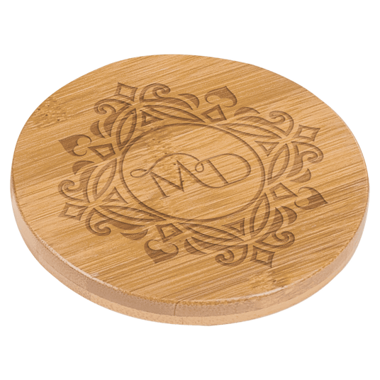3 1/2" Round Bamboo Coaster-AKD Ink