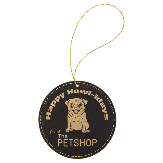 Black/Gold Round Ornament with Gold String-AKD Ink