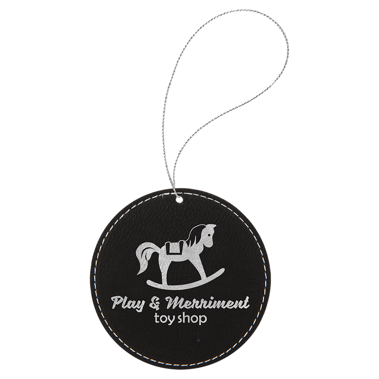 Black/Gold Round Ornament with Gold String-AKD Ink