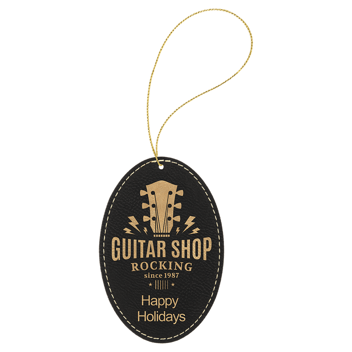 Oval Ornament with Gold String-AKD Ink