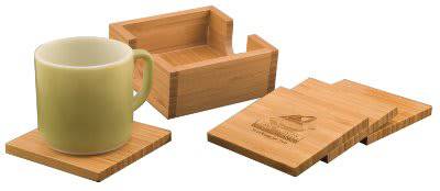 Bamboo 4 Coaster Set with Holder-AKD Ink