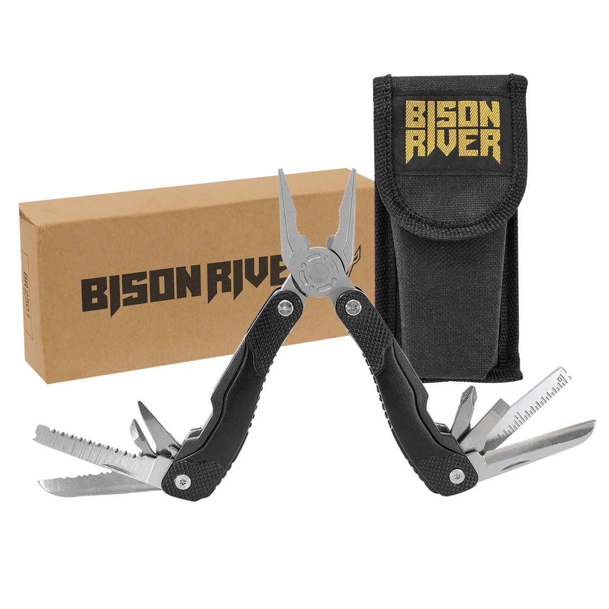 Bison River Black 13 Function Multi Tool with Nylon Sheath-AKD Ink