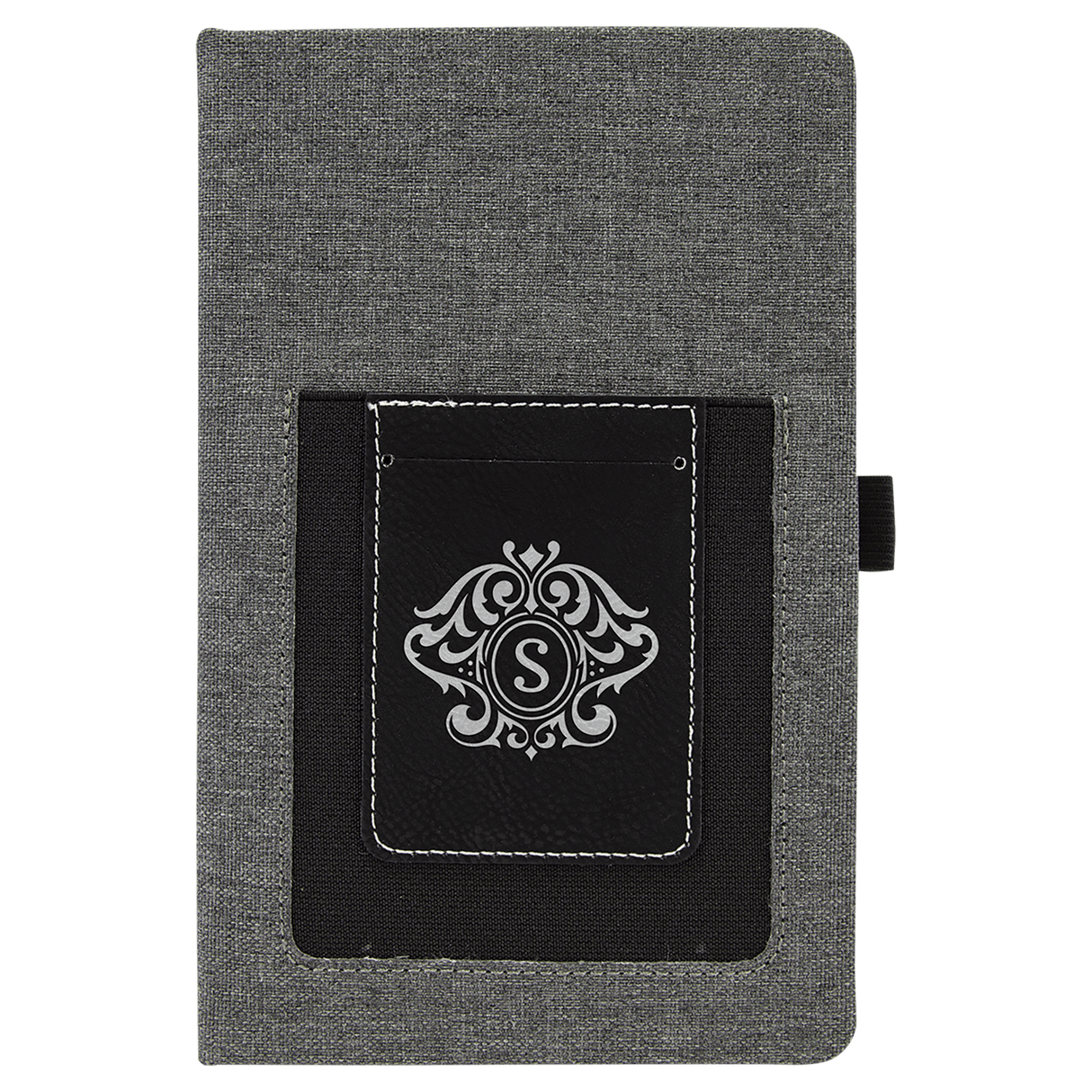 Gray Canvas Journal with Phone Pouch-AKD Ink
