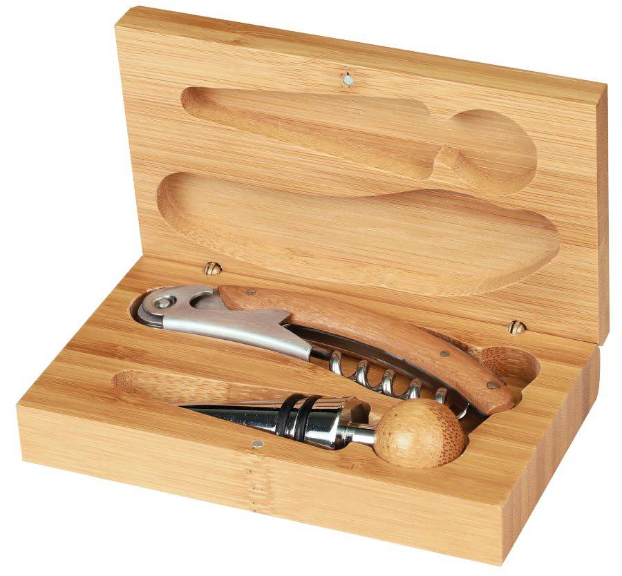 Bamboo 2-Piece Wine Tool Set-AKD Ink