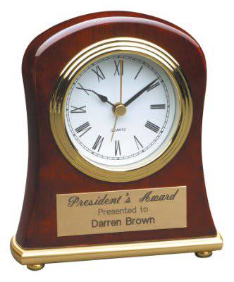 4 1/2" x 5" Rosewood Piano Finish Bell Shaped Desk Clock-AKD Ink