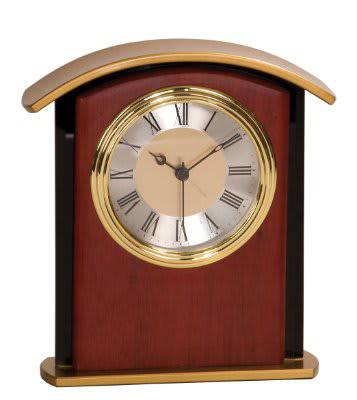 Arch Gold Top Mahogany Finish and Glass Desk Clock-AKD Ink