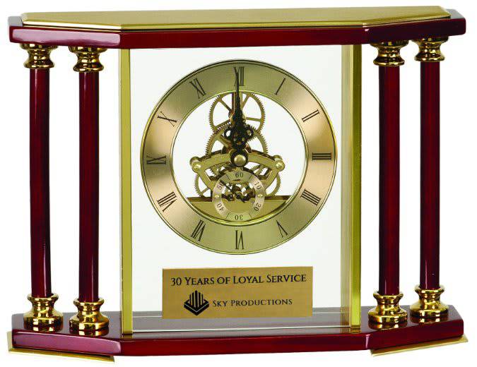 Executive 4-Pillar Rosewood Piano Finish Clock-AKD Ink