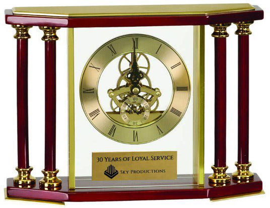 Executive 4-Pillar Rosewood Piano Finish Clock-AKD Ink