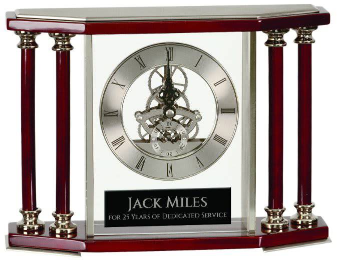 Executive 4-Pillar Rosewood Piano Finish Clock-AKD Ink