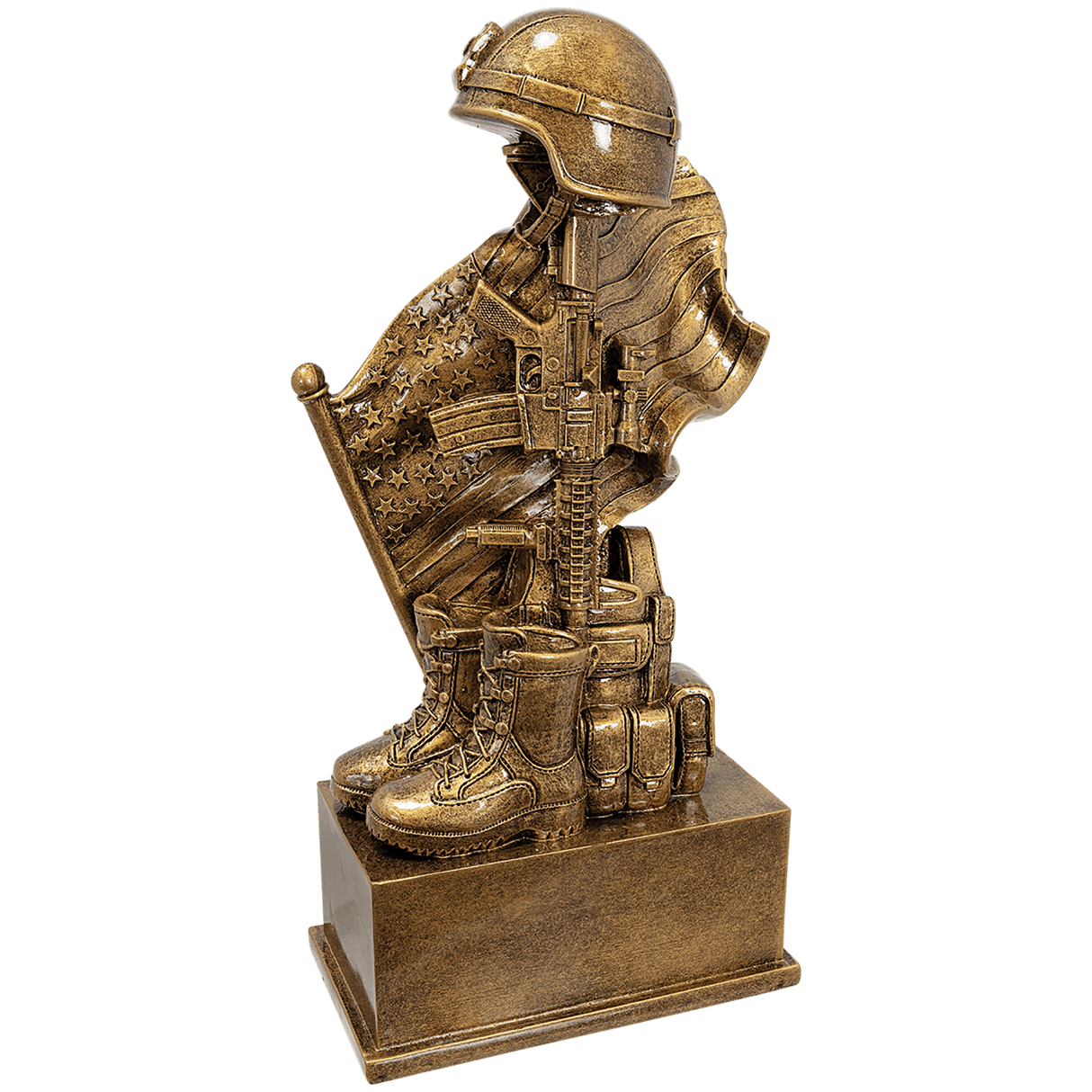 Antique Gold Military Resin Helmet on Rifle-AKD Ink