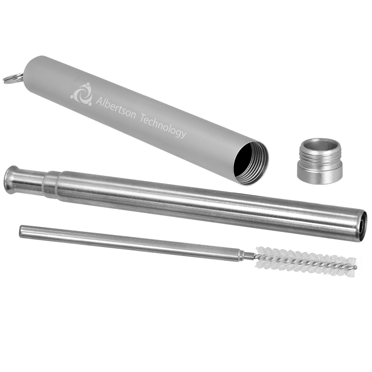 9 1/4" Collapsible Metal Straw with Case and Cleaning Brush-AKD Ink