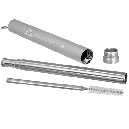 9 1/4" Collapsible Metal Straw with Case and Cleaning Brush-AKD Ink