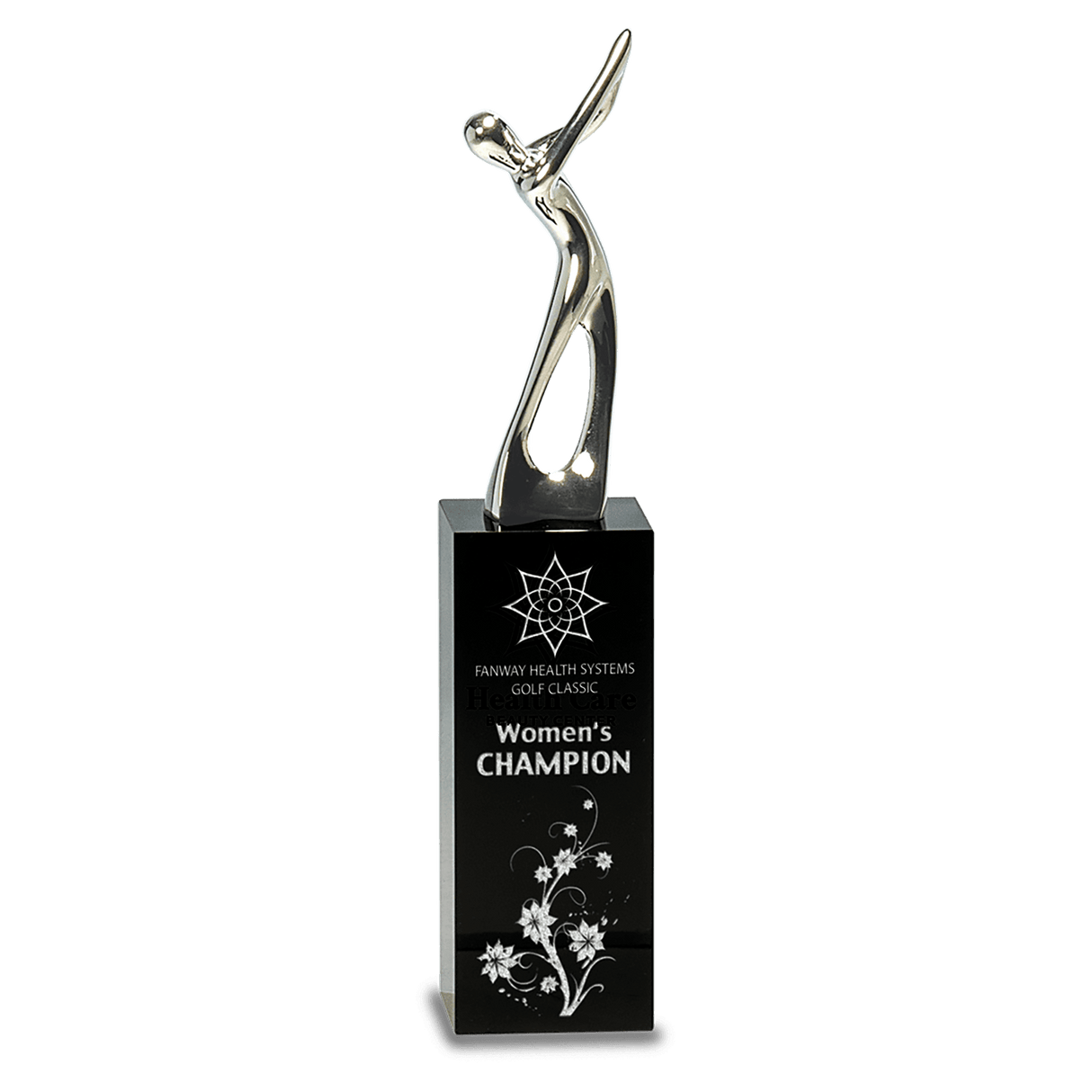 Black Crystal with Silver Metal Golfer-8 1/2"-AKD Ink