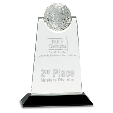 Crystal Golf Ball Inset Award on a Black Base-AKD Ink