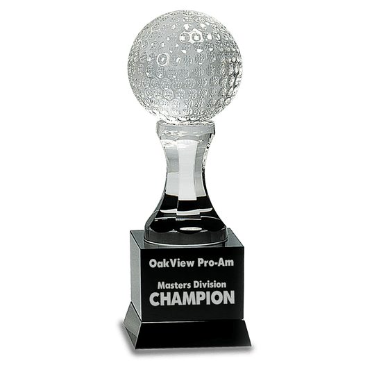 Crystal Golf Ball on a Black Pedestal-AKD Ink
