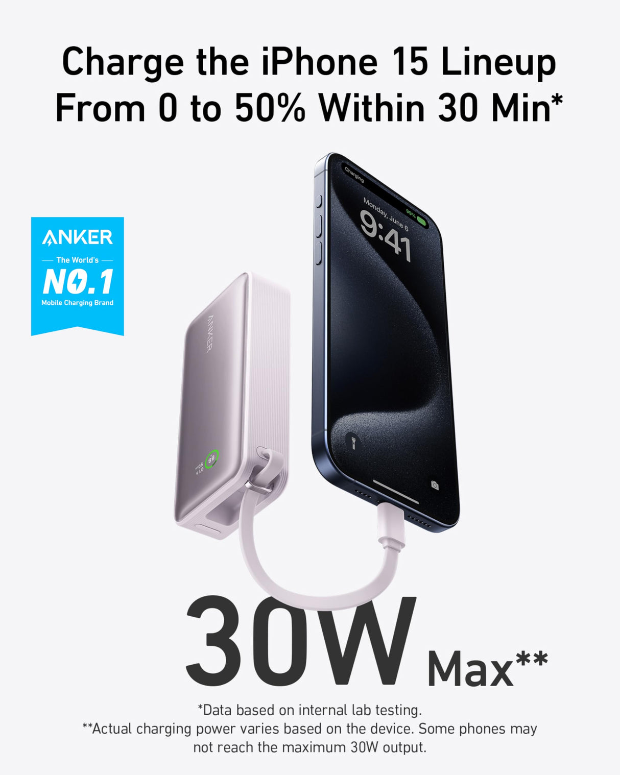 Anker Nano Power Bank (30W, Built-In USB-C Cable) - AKD Ink
