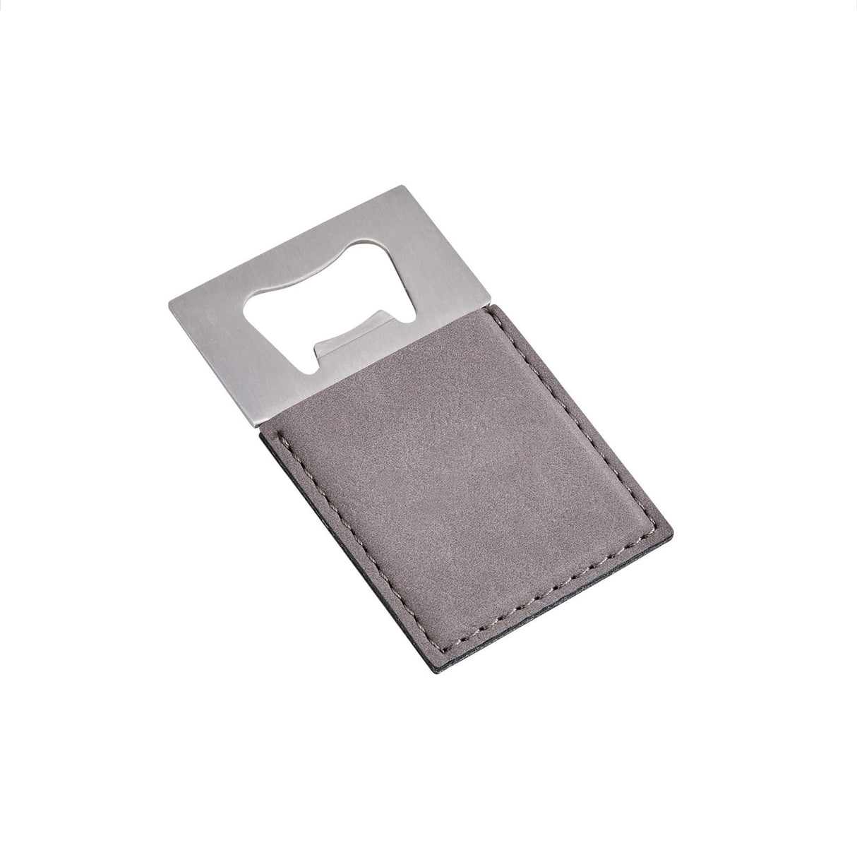 Grey Leatherette Bottle Opener - 3.5" x 2"