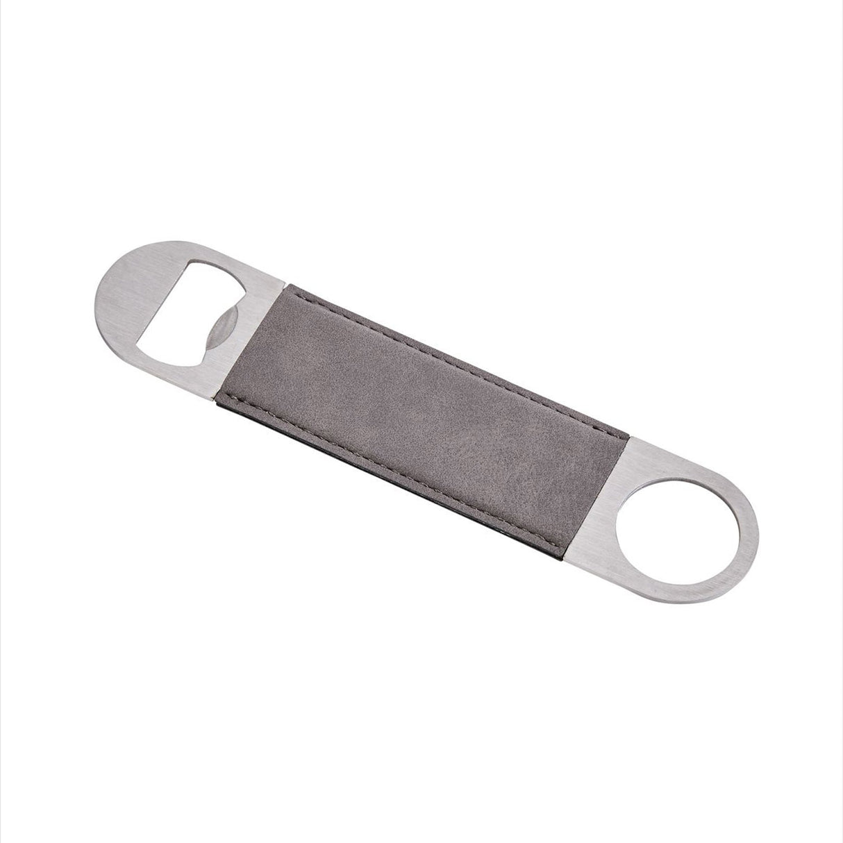 Grey Leatherette Stainless Steel Bottle Opener - 7" x 1.5"