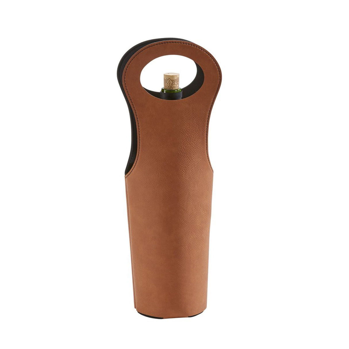 Leatherette Wine Holder in Caramel - 14.5"