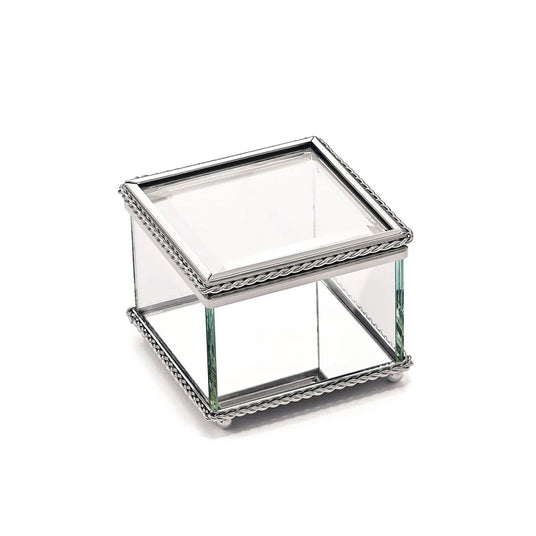 Square Glass Box With Hinged Cover, 3.25"