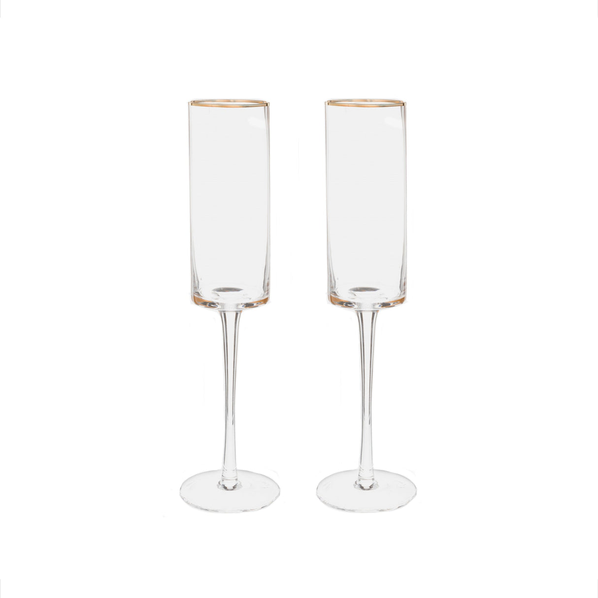 Gold-Rim Champagne Flutes Set - 8 oz