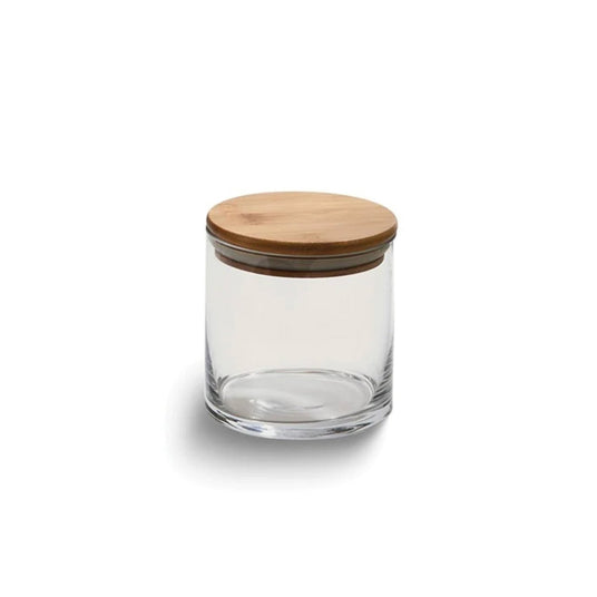 Small Round Glass Storage Container with Bamboo Lid