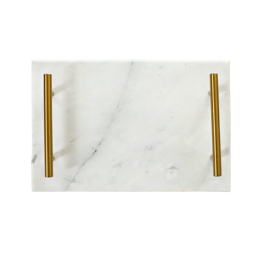 White Marble Board with Gold Handles