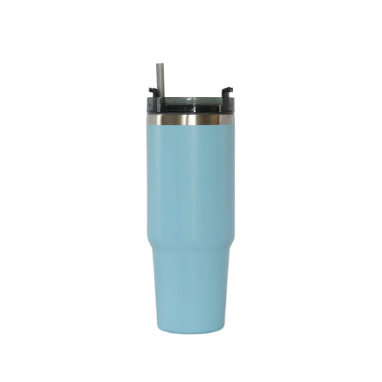 30 Oz Stainless Steel Tumbler with Straw - Light Blue