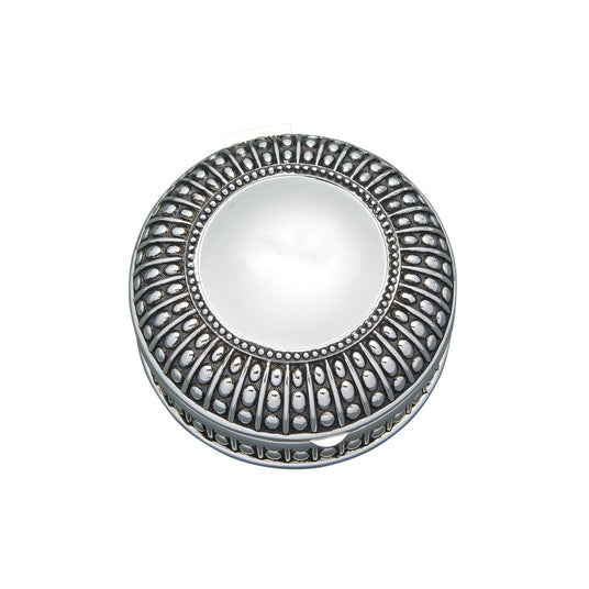 Silverplated Round Antique-Style Box with Beaded Detail, 4.5"