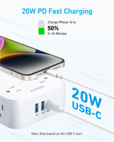 Anker 341 USB Power Strip with multiple USB charging ports and a compact design for convenient electronic device charging.