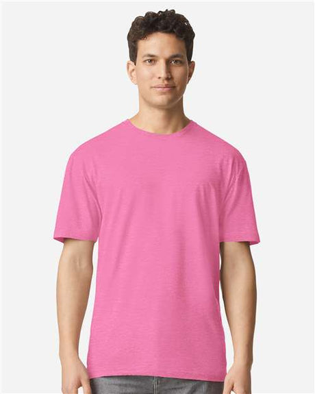 Gildan 100 white T-shirts stacked, showcasing a bulk pack of plain cotton shirts for casual wear or printing.