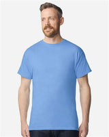 Gildan 100 white T-shirts stacked together, showcasing soft cotton fabric and classic crew neck design.