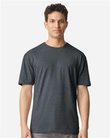 Gildan 100 plain white T-shirts displayed in a bundle, showcasing soft cotton fabric and classic fit for everyday wear.