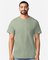 Gildan 100 white T-shirts laid flat, showing plain cotton shirts perfect for casual wear or bulk purchase.