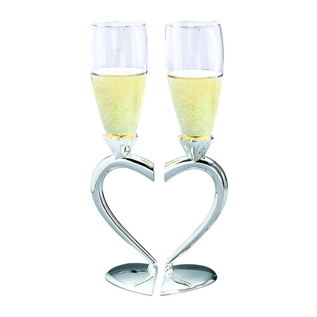 CLCUG4ORFR3R4SAUSMSLMLCLL2M10 - Toasting Goblets With Heart Shaped Separating Base & Stem
