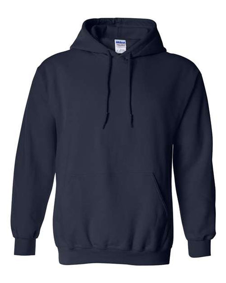 Unisex Heavy Blend™ Gildan hooded sweatshirt with front pocket and drawstring hood, in a casual relaxed fit.