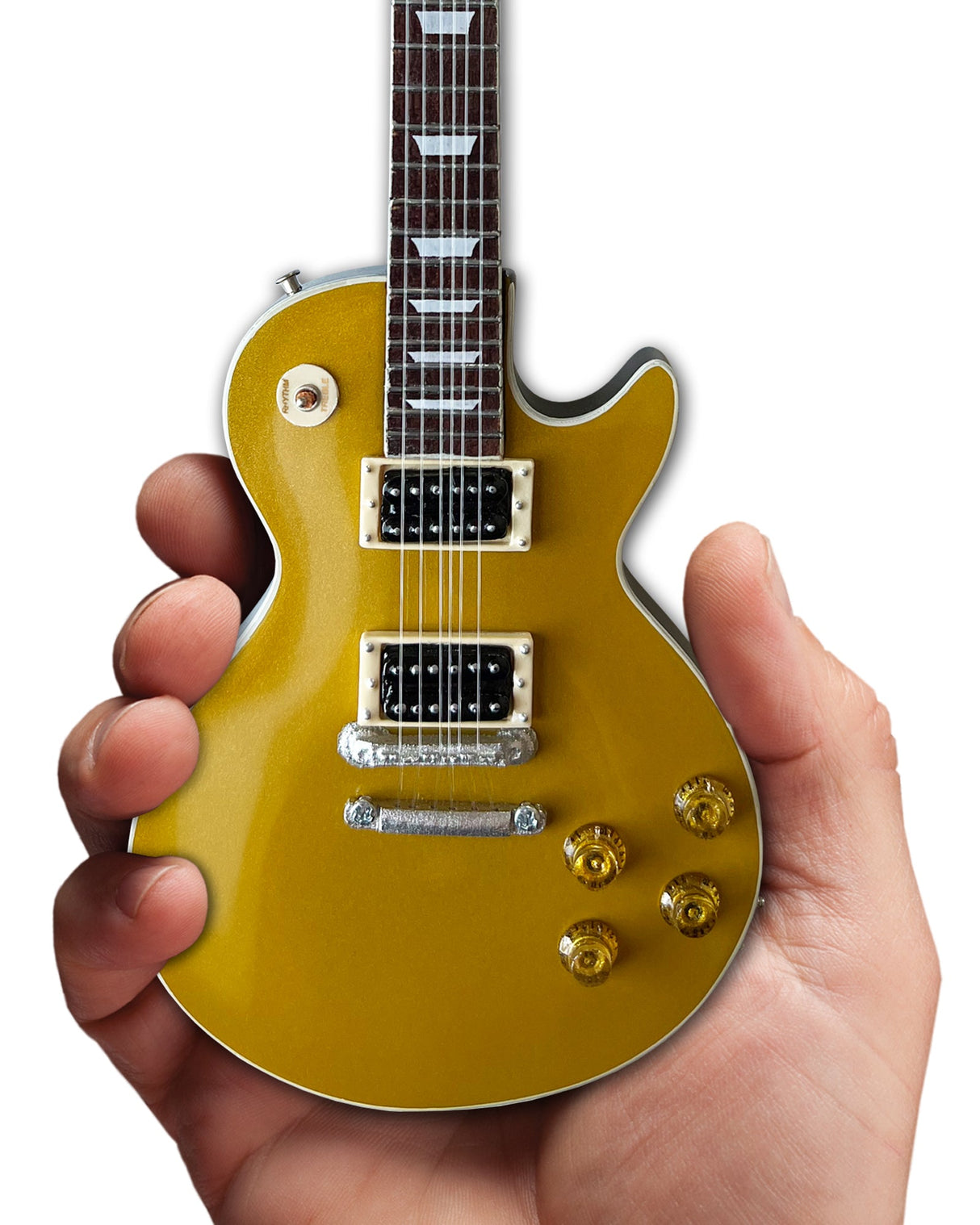 Miniature Gibson Les Paul Standard “Victoria” Goldtop guitar replica by AXE HEAVEN, detailed collectible miniature guitar model.